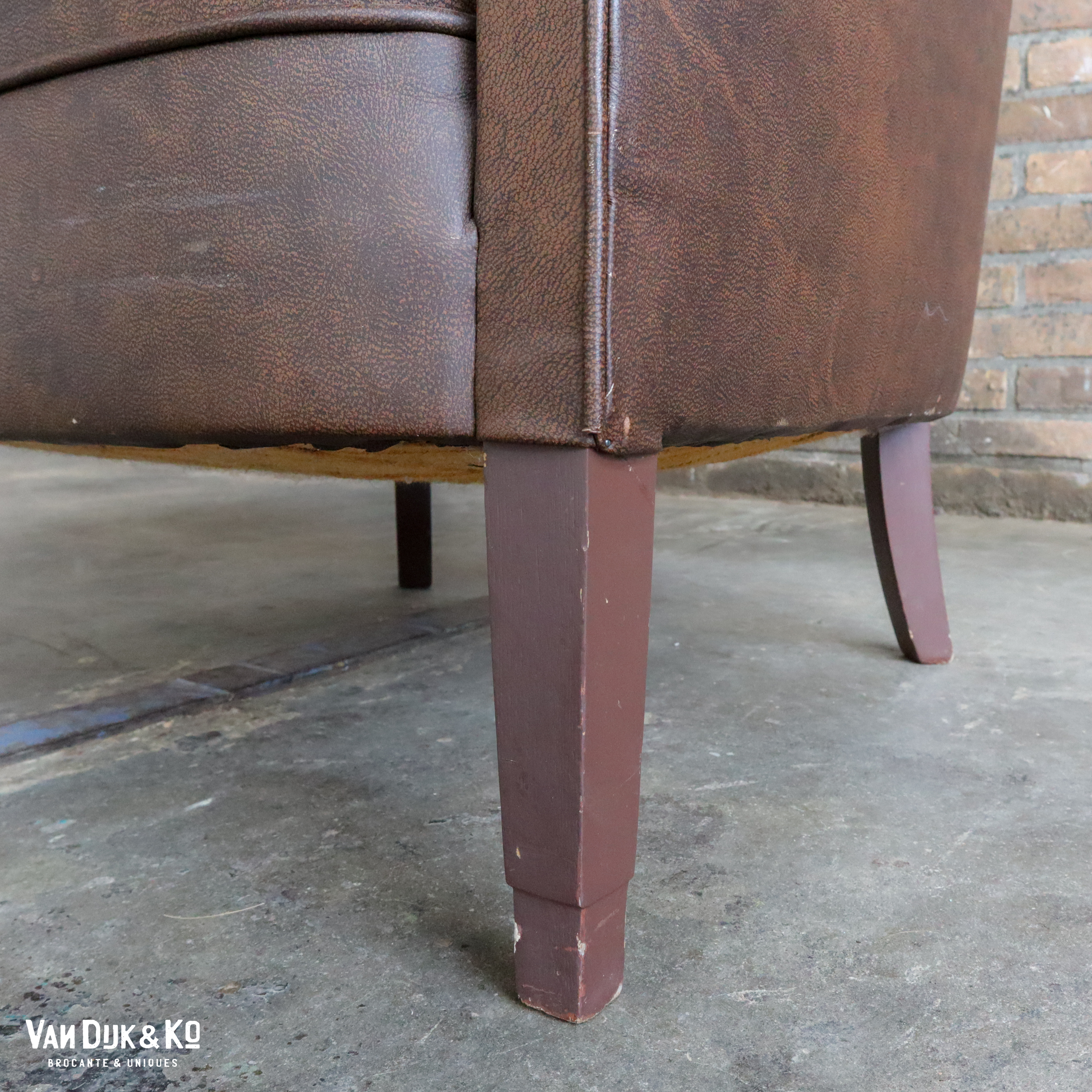 Vintage leren fauteuil - Afbeelding 9