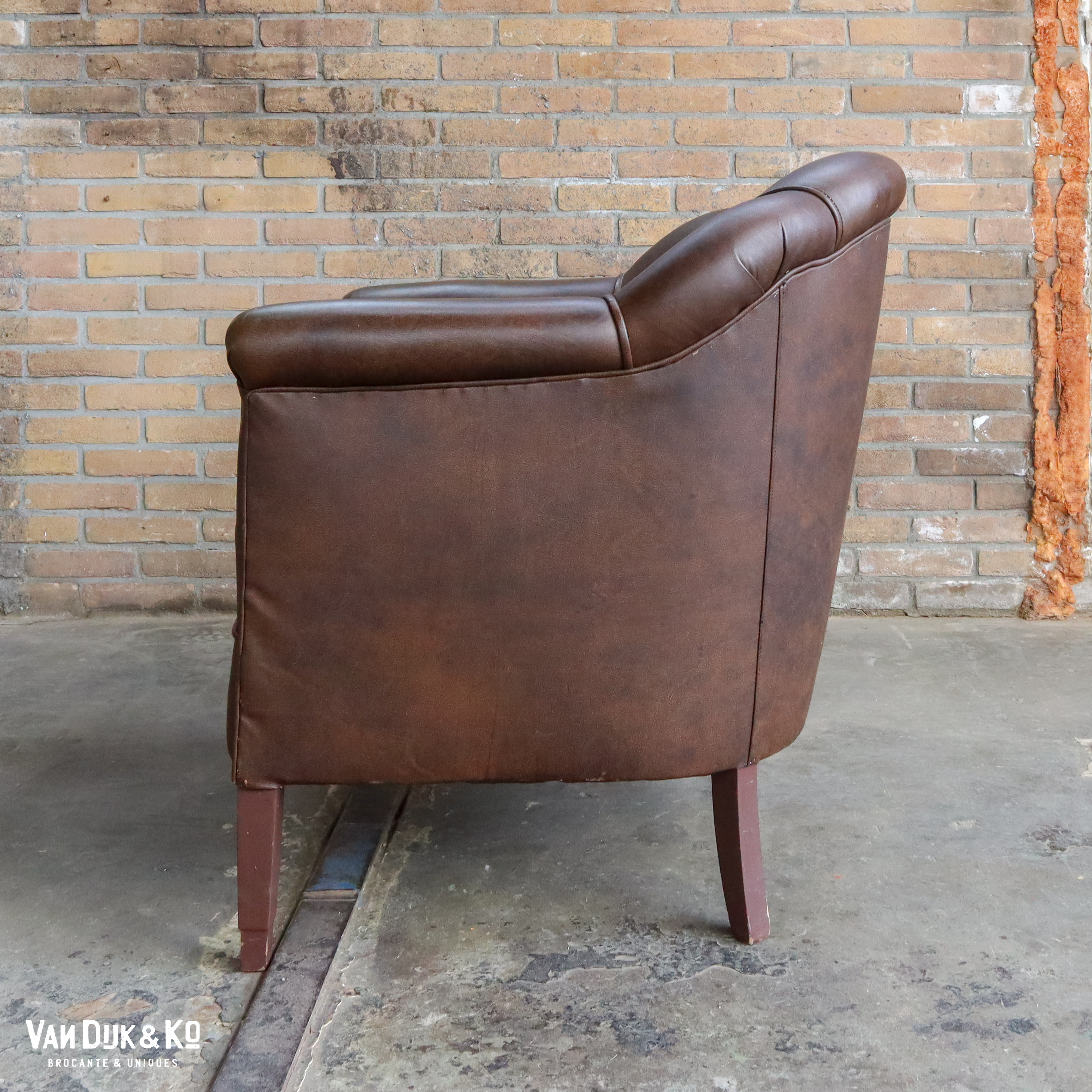 Vintage leren fauteuil - Afbeelding 4