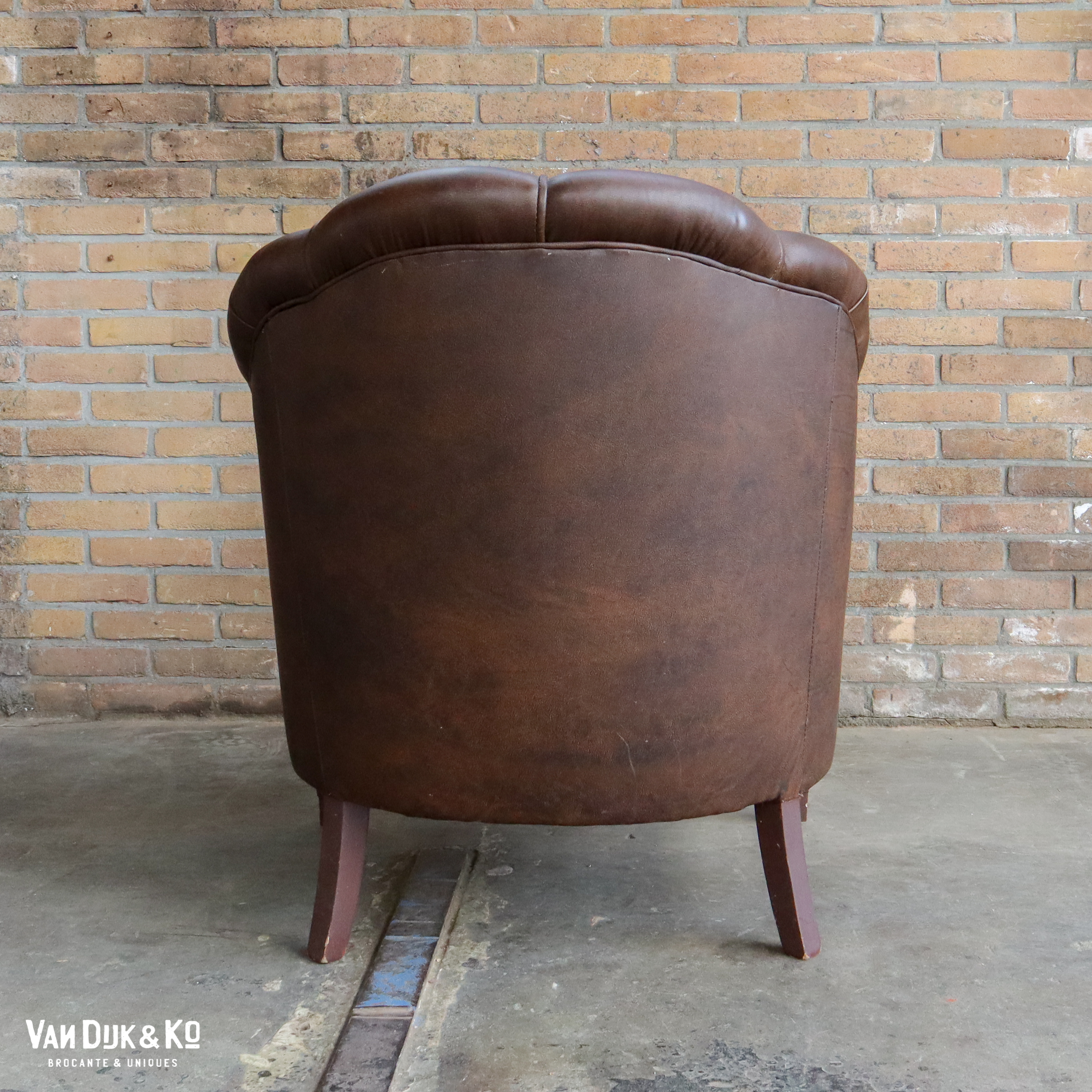 Vintage leren fauteuil - Afbeelding 5