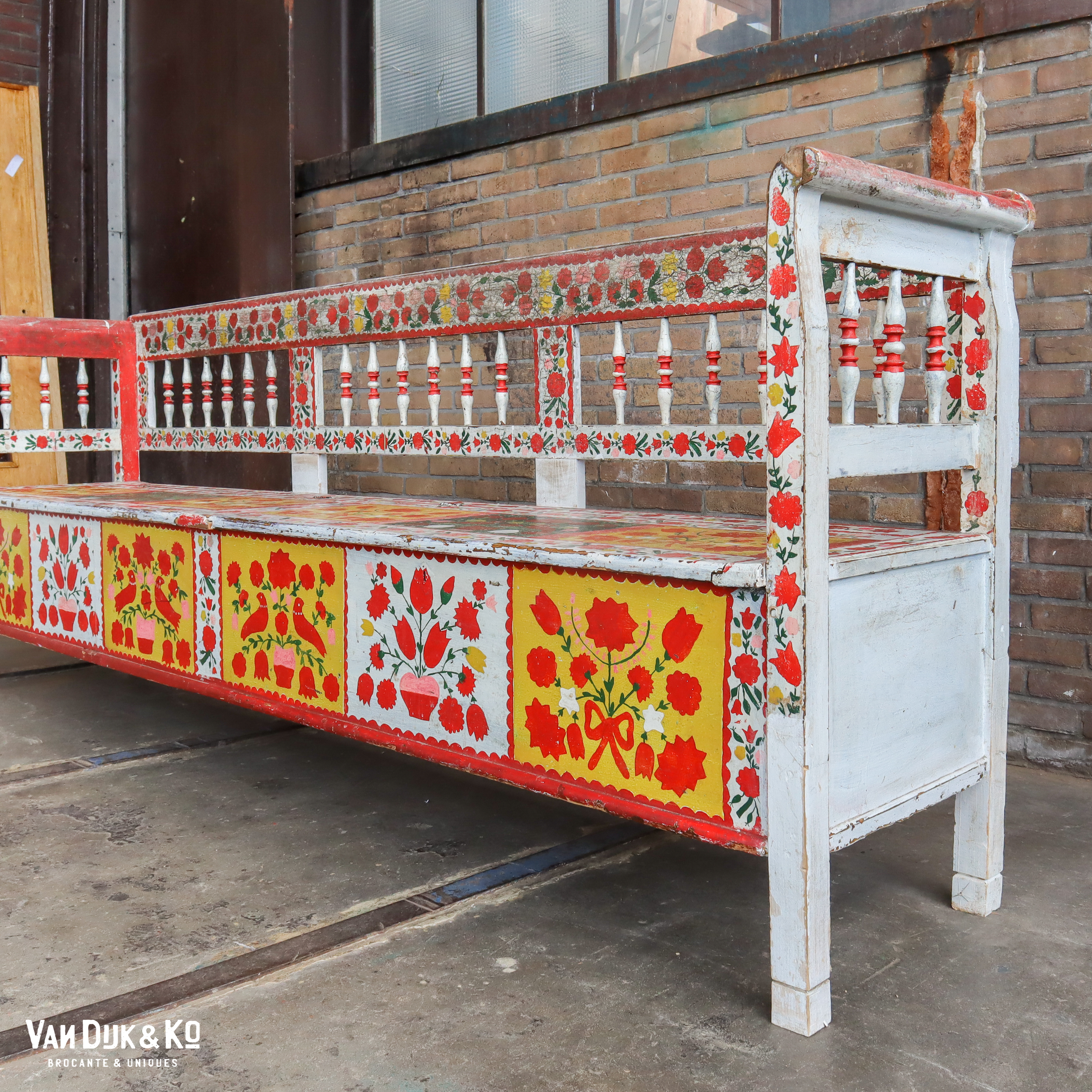 Beschilderde houten klepbank - Afbeelding 5