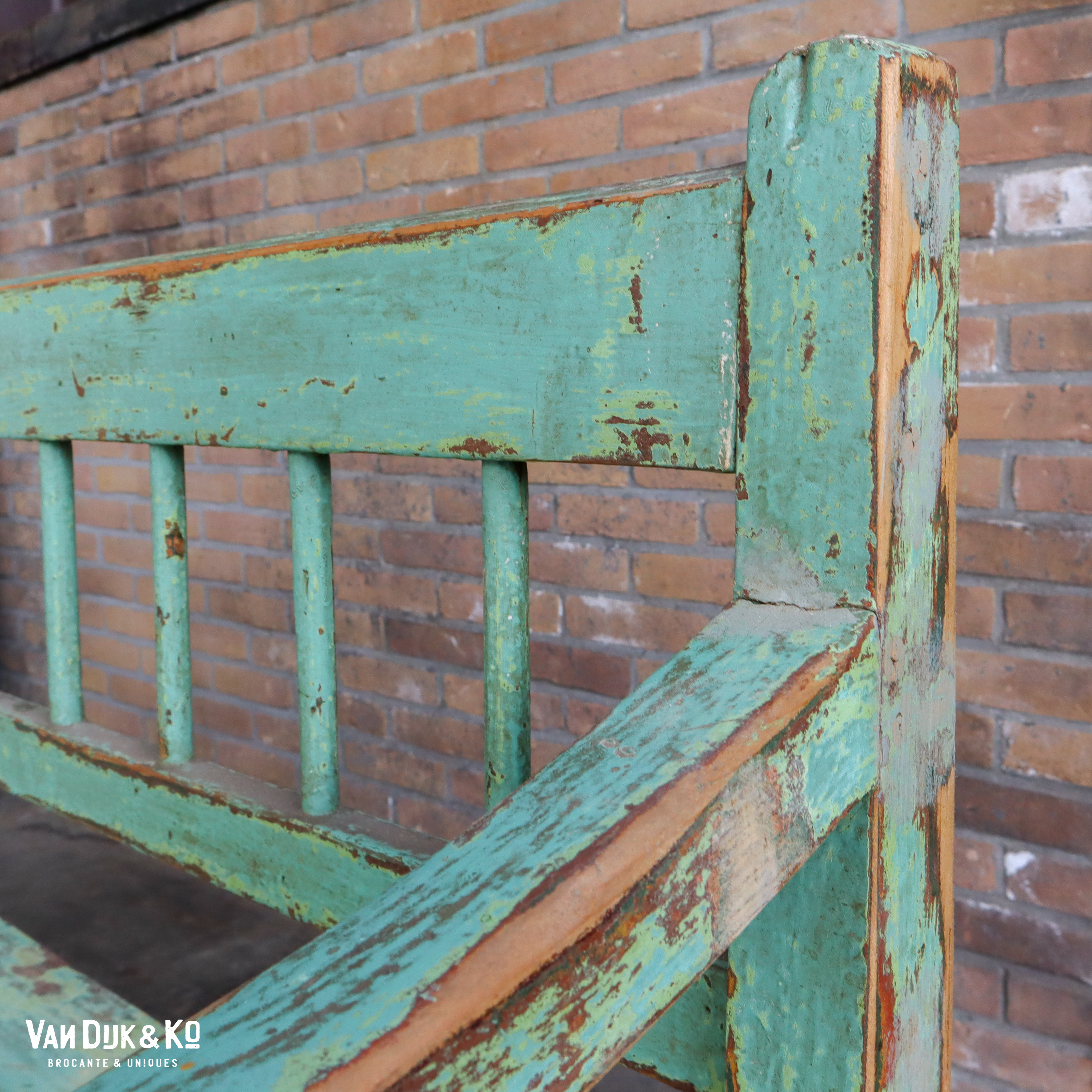 Brocante houten bank - Afbeelding 3