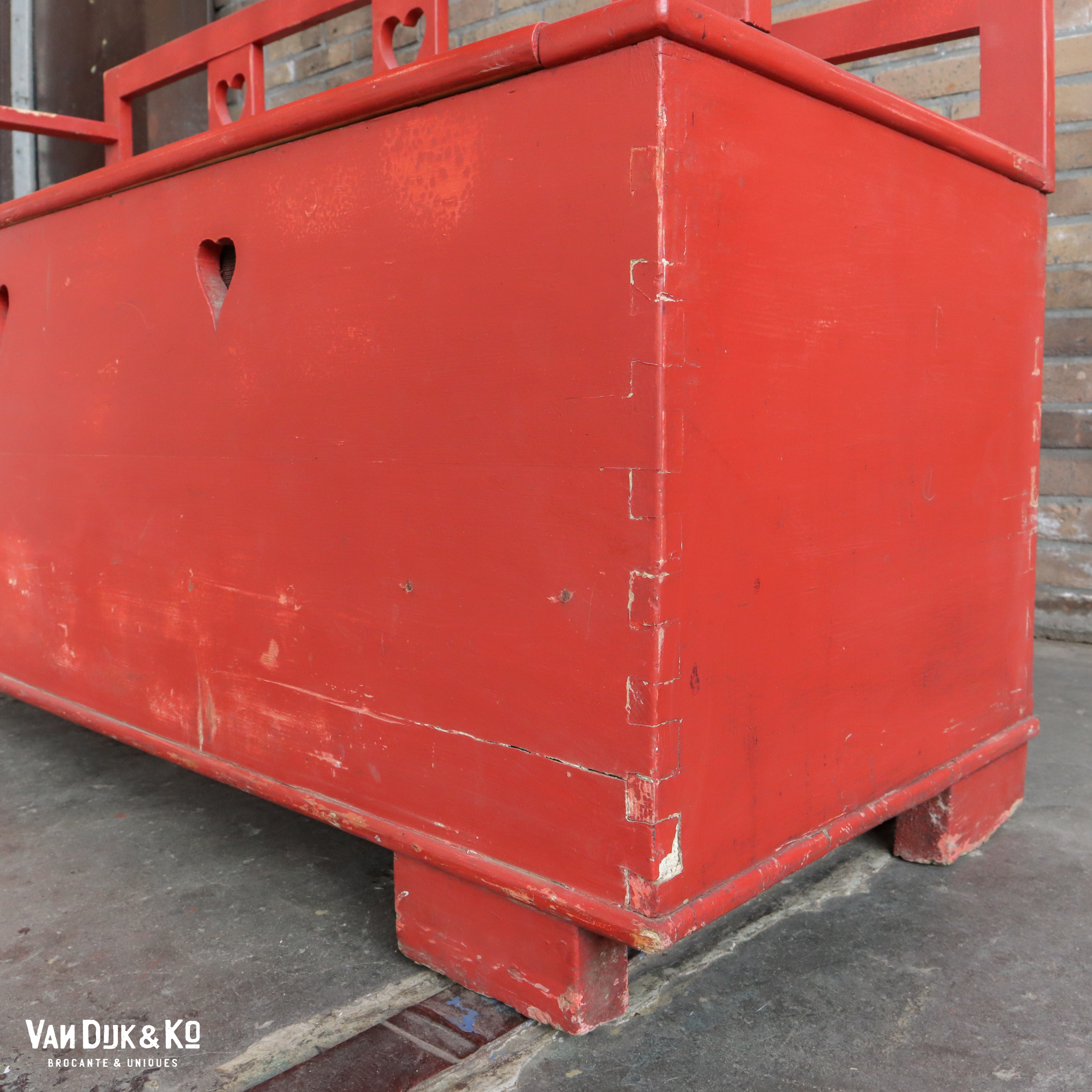 Brocante houten klepbank - Afbeelding 8