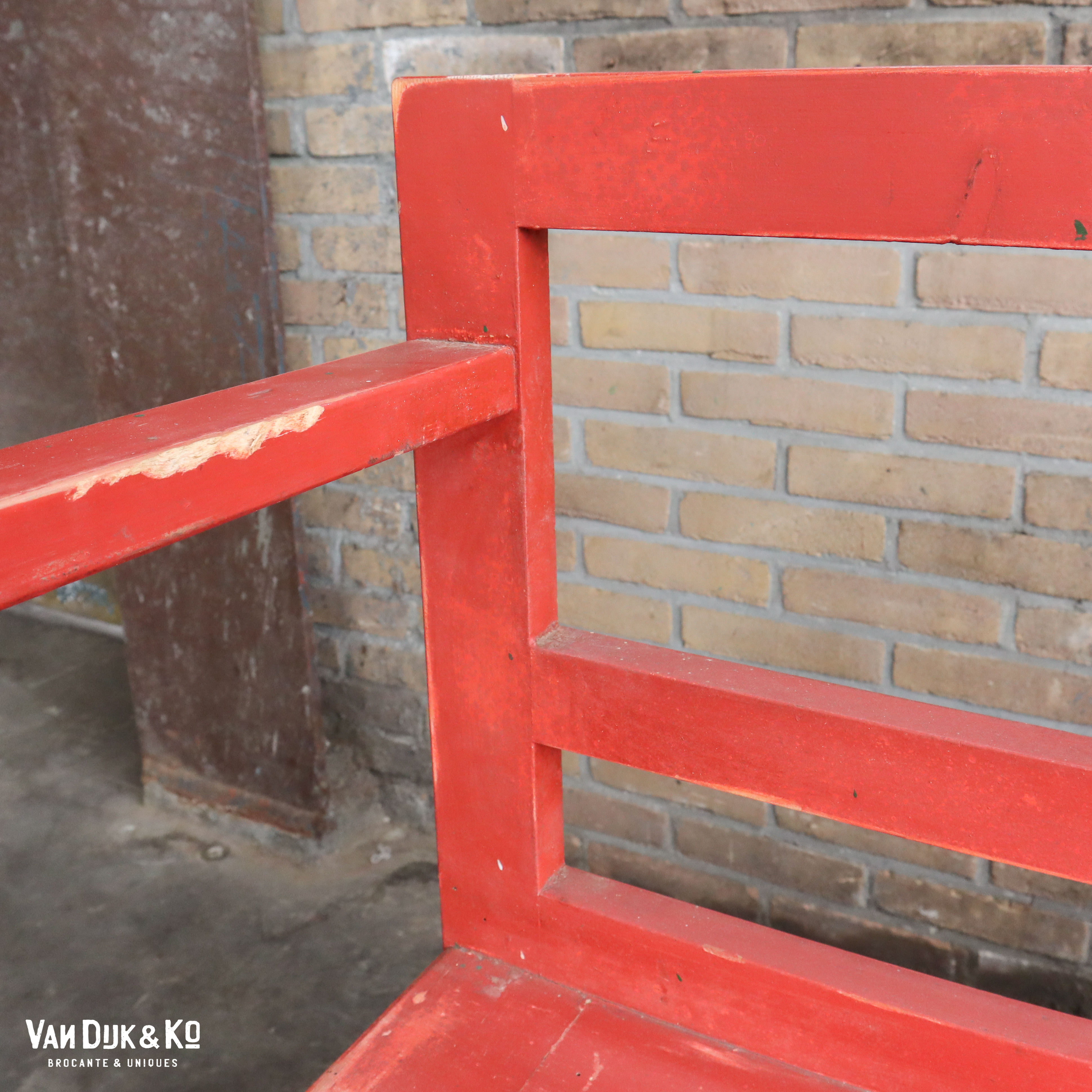 Brocante houten klepbank - Afbeelding 6