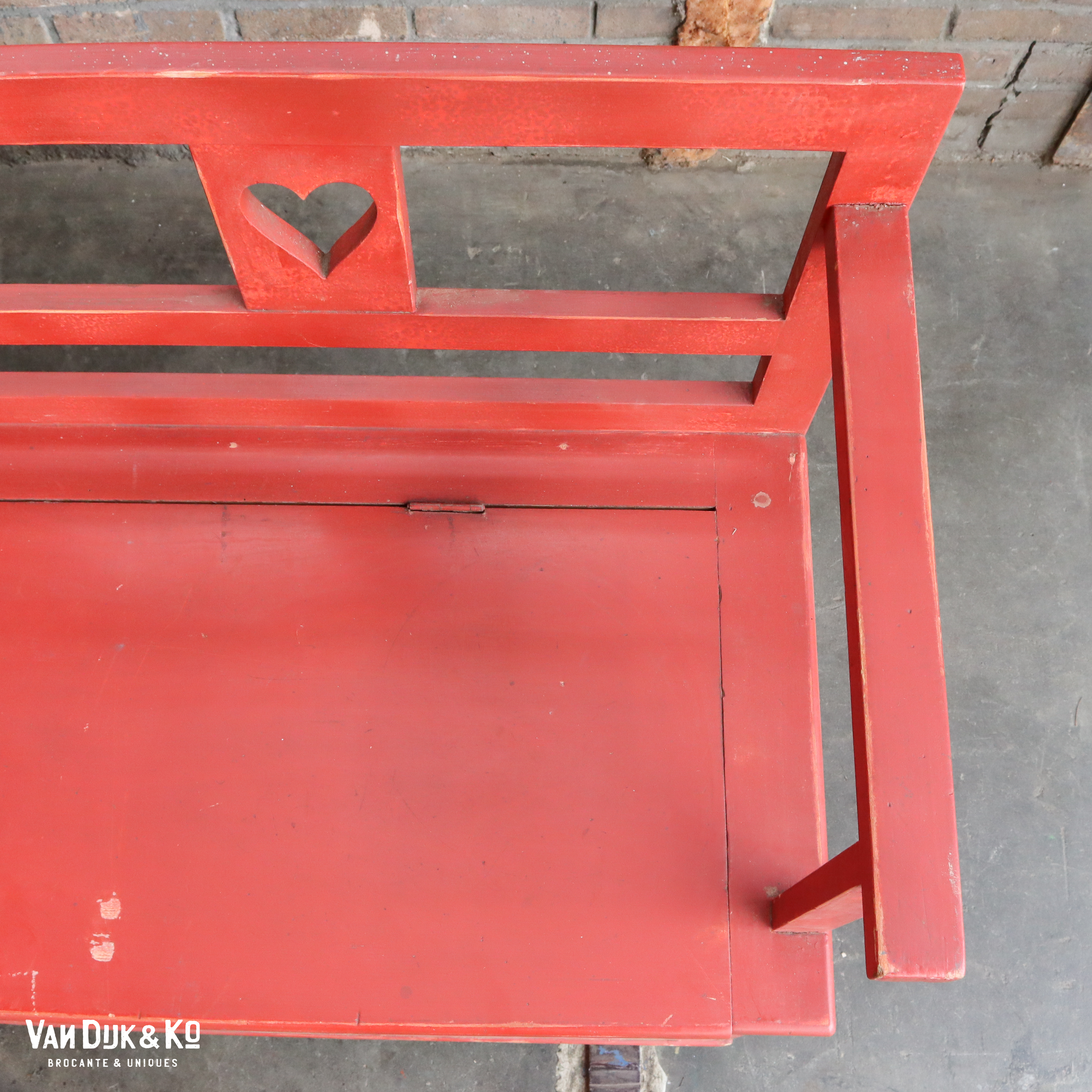 Brocante houten klepbank - Afbeelding 5