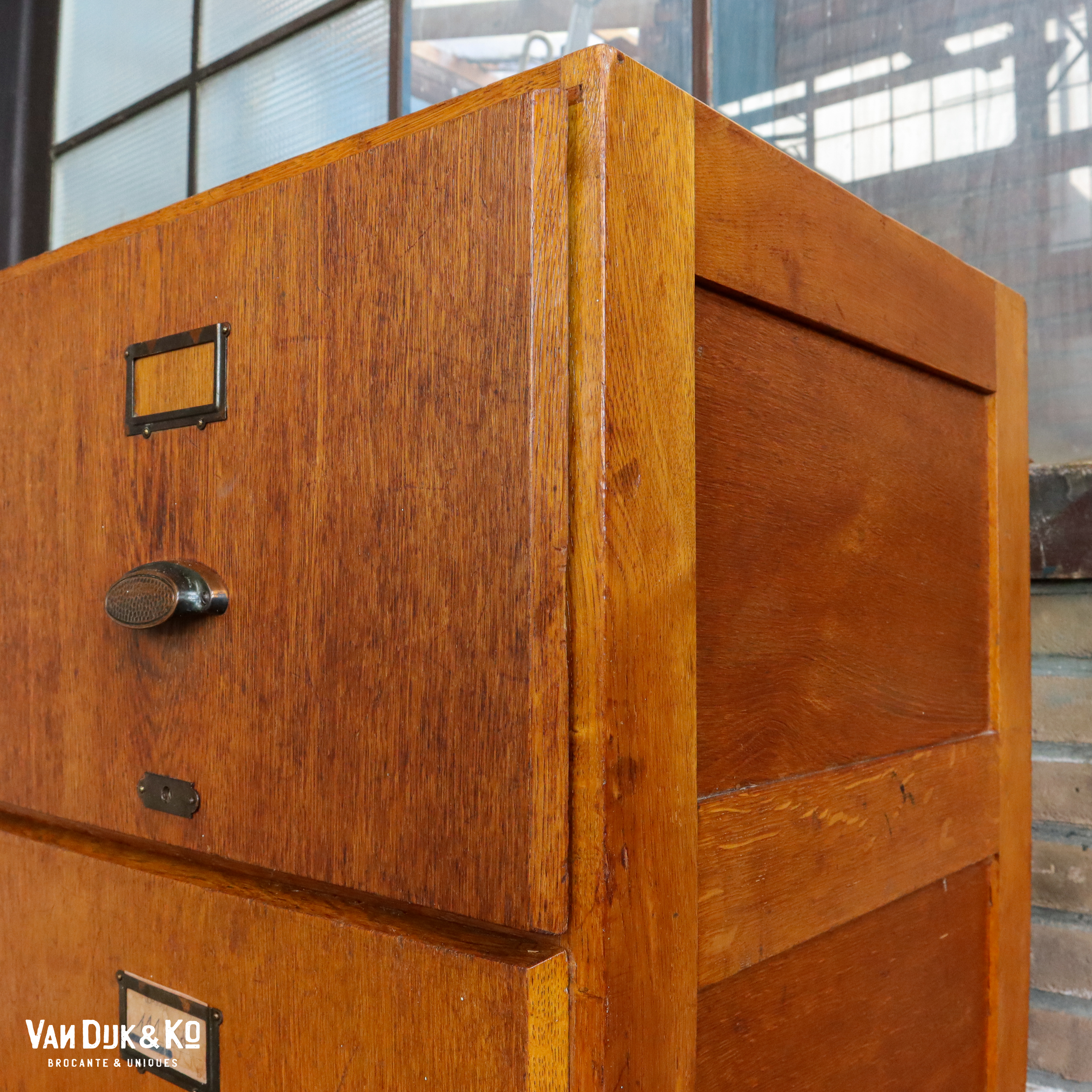 Vintage houten archiefkast - Afbeelding 7