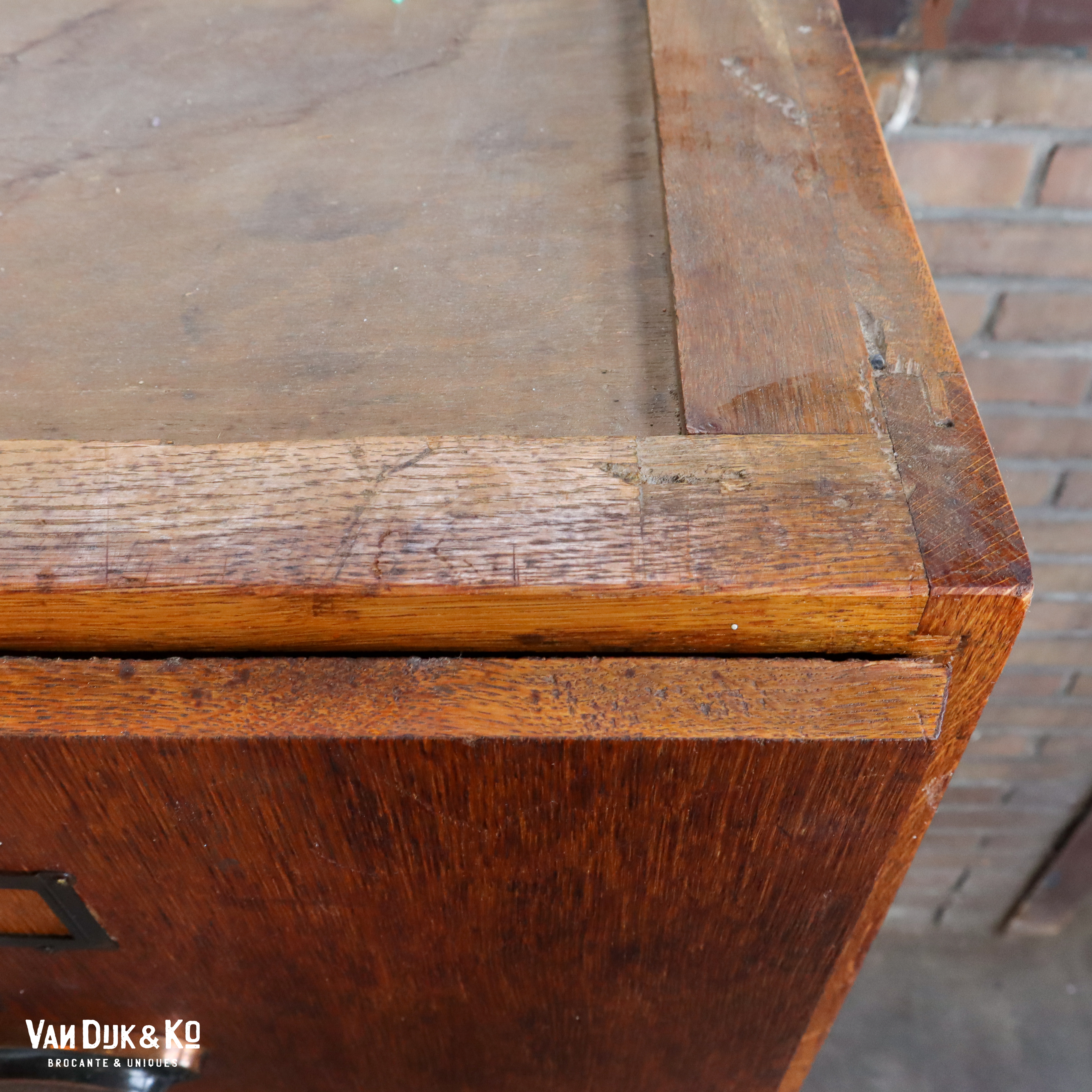 Vintage houten archiefkast - Afbeelding 8