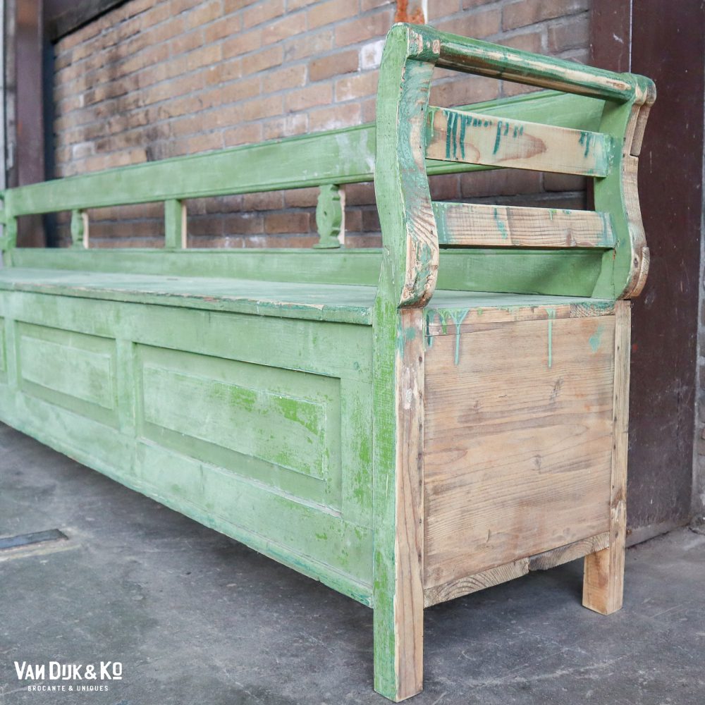 Groene houten klepbank - Afbeelding 4
