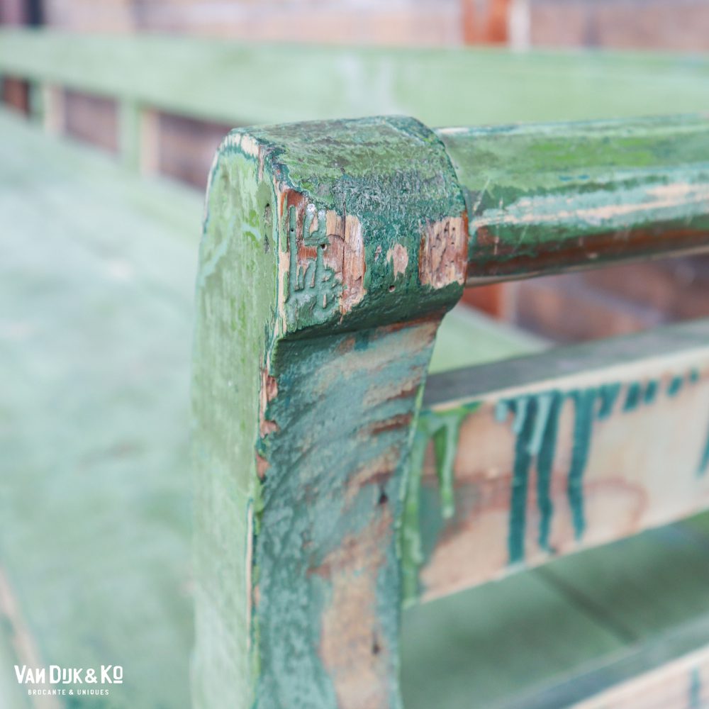 Groene houten klepbank - Afbeelding 7