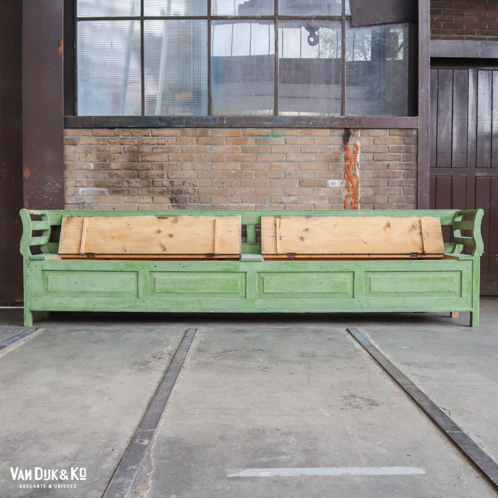 Groene houten klepbank - Afbeelding 3