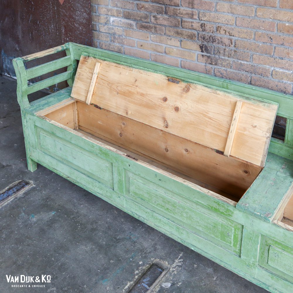 Groene houten klepbank - Afbeelding 6
