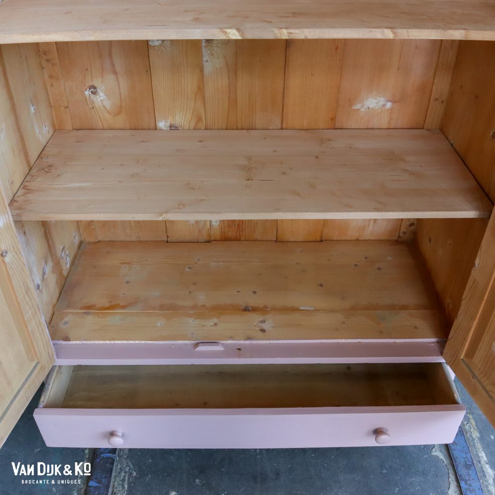 Brocante roze linnenkast - Afbeelding 4