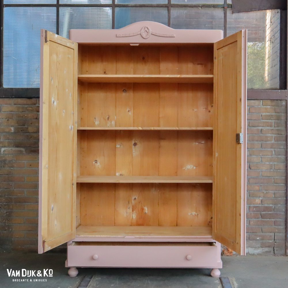 Brocante roze linnenkast - Afbeelding 3