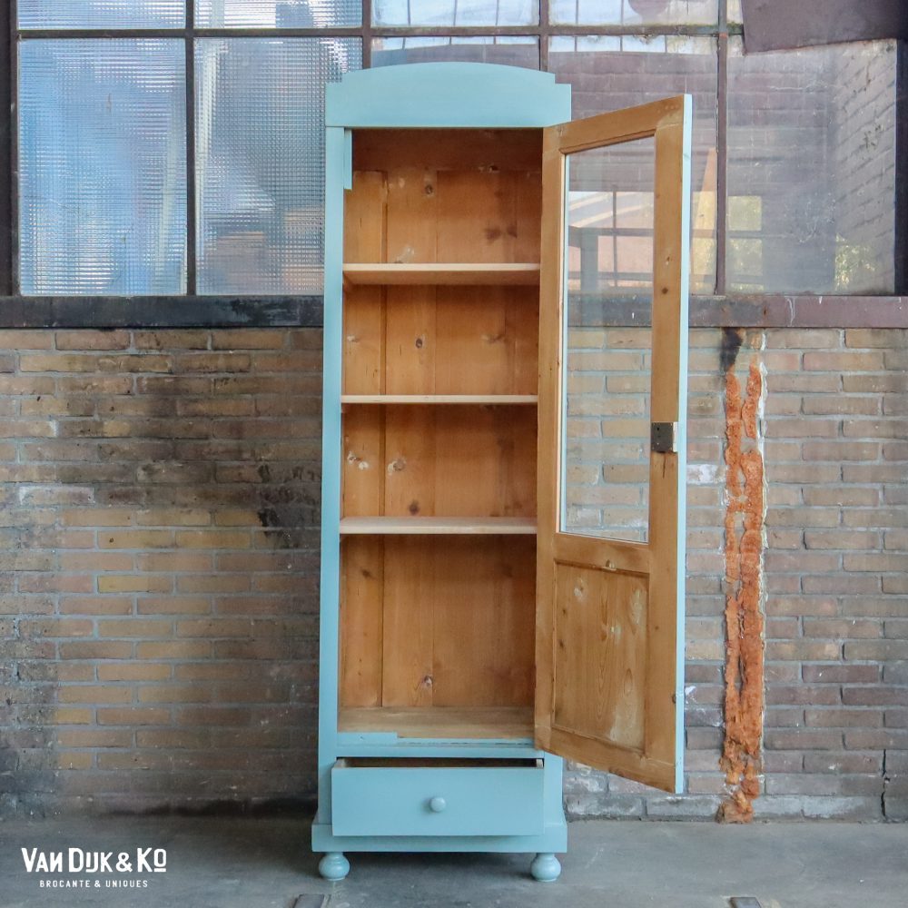 Brocante eendeurs vitrinekast - Afbeelding 3