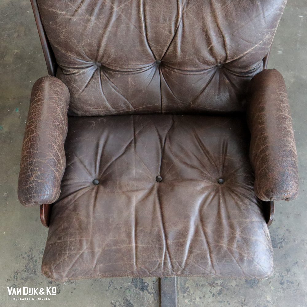 Vintage leren fauteuil - Afbeelding 6