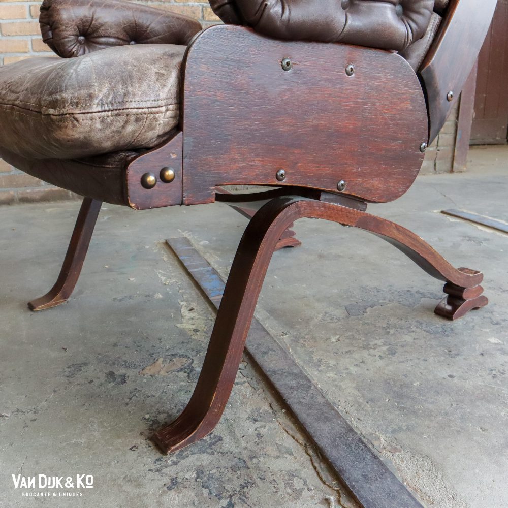 Vintage leren fauteuil - Afbeelding 4