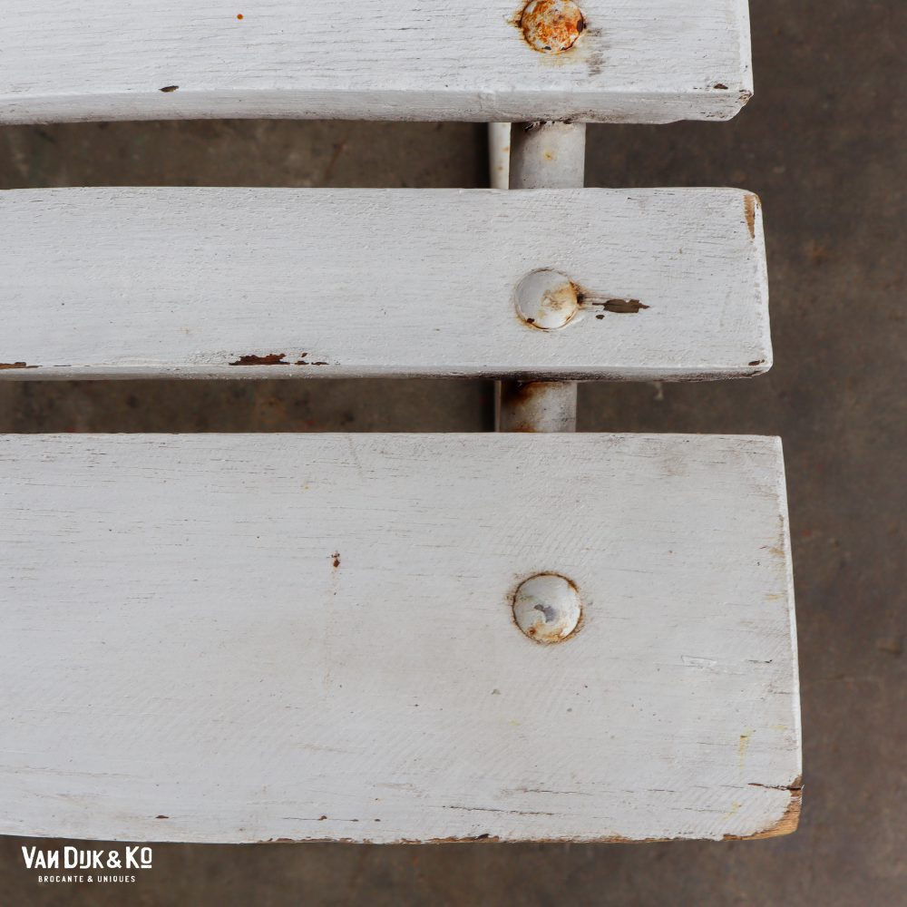 Brocante witte tuinbank - Afbeelding 7