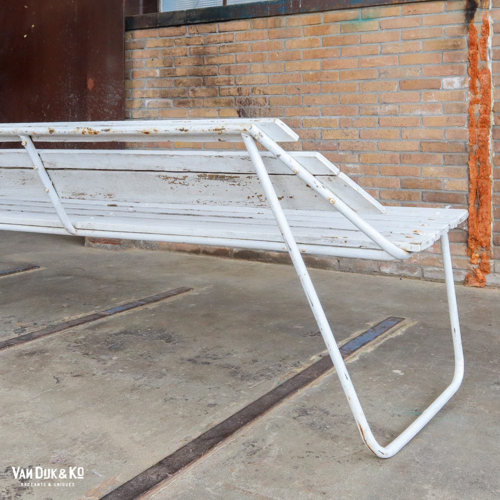 Brocante witte tuinbank - Afbeelding 5