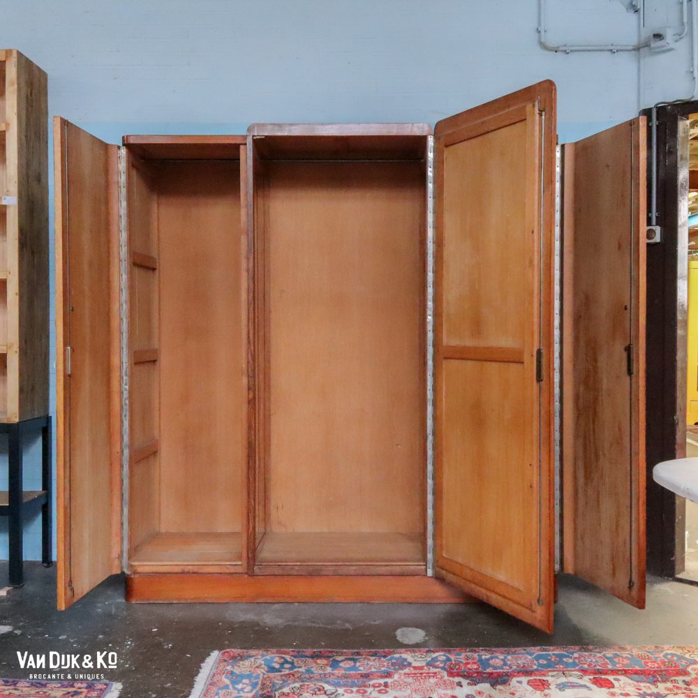 Vintage kledingkast met spiegel - demontabel - Afbeelding 3