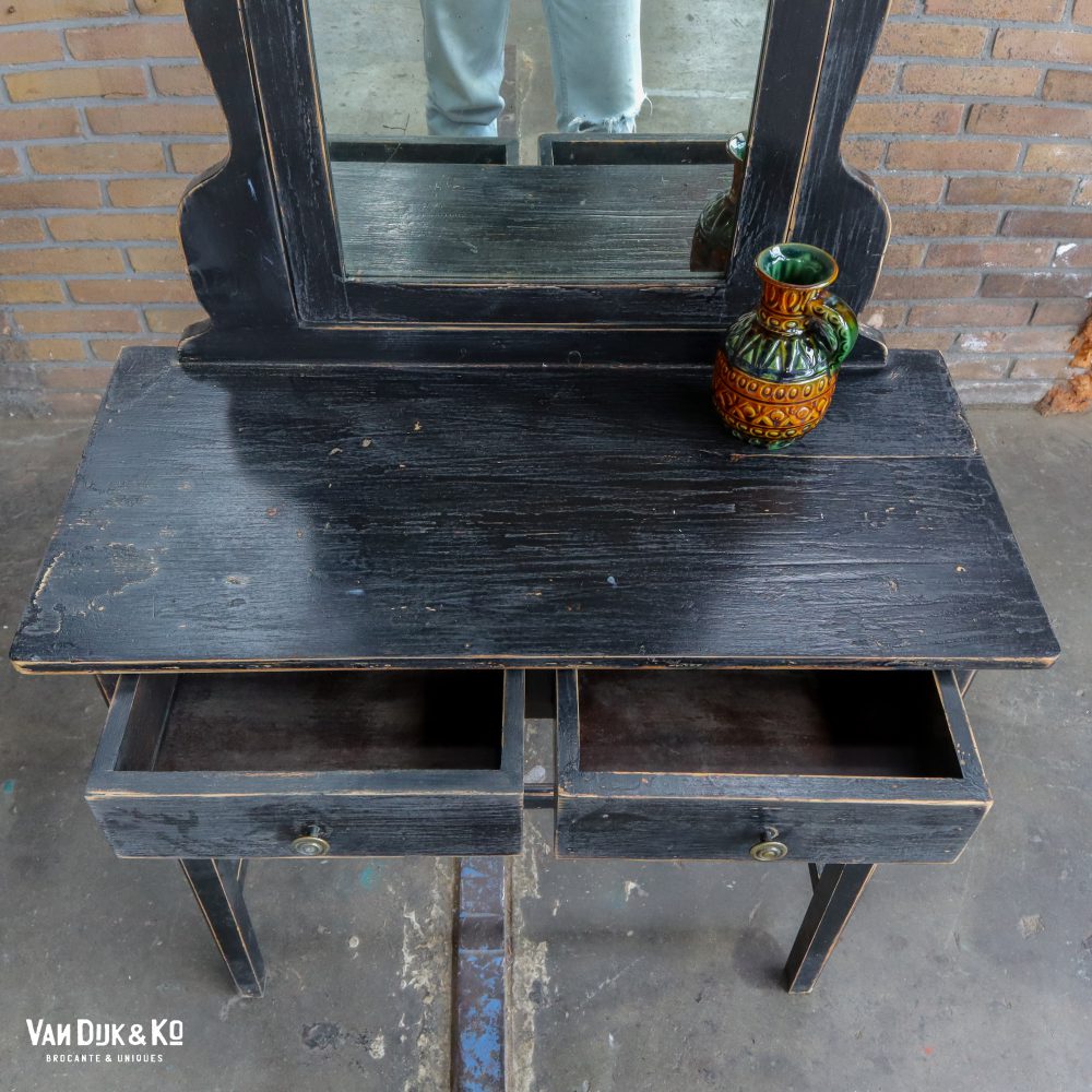 Brocante zwarte kaptafel - Afbeelding 3