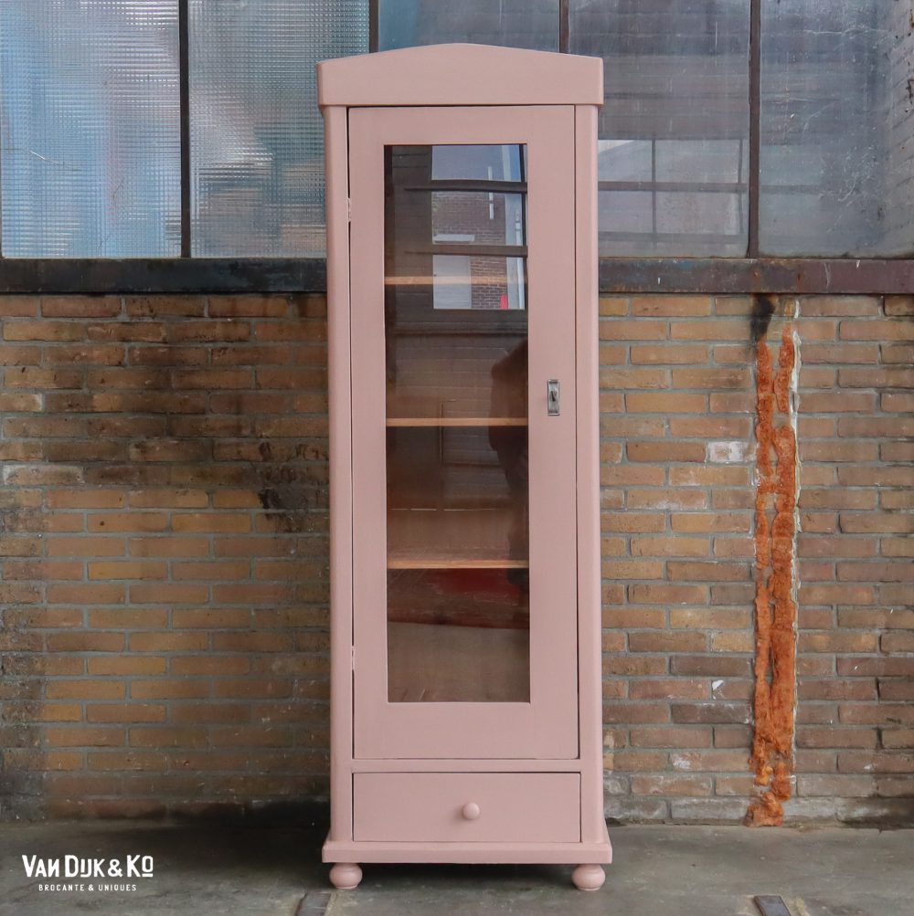 Roze eendeurs vitrinekast - Afbeelding 2