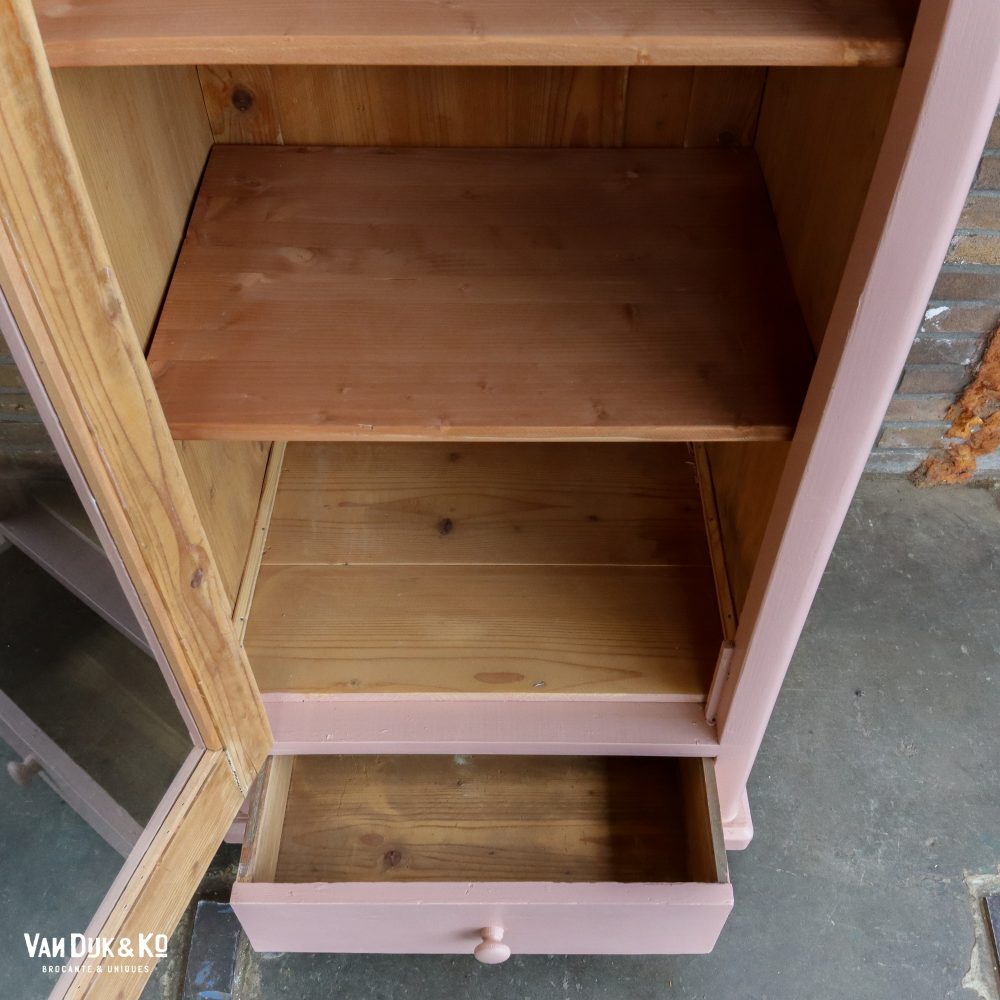 Roze eendeurs vitrinekast - Afbeelding 4