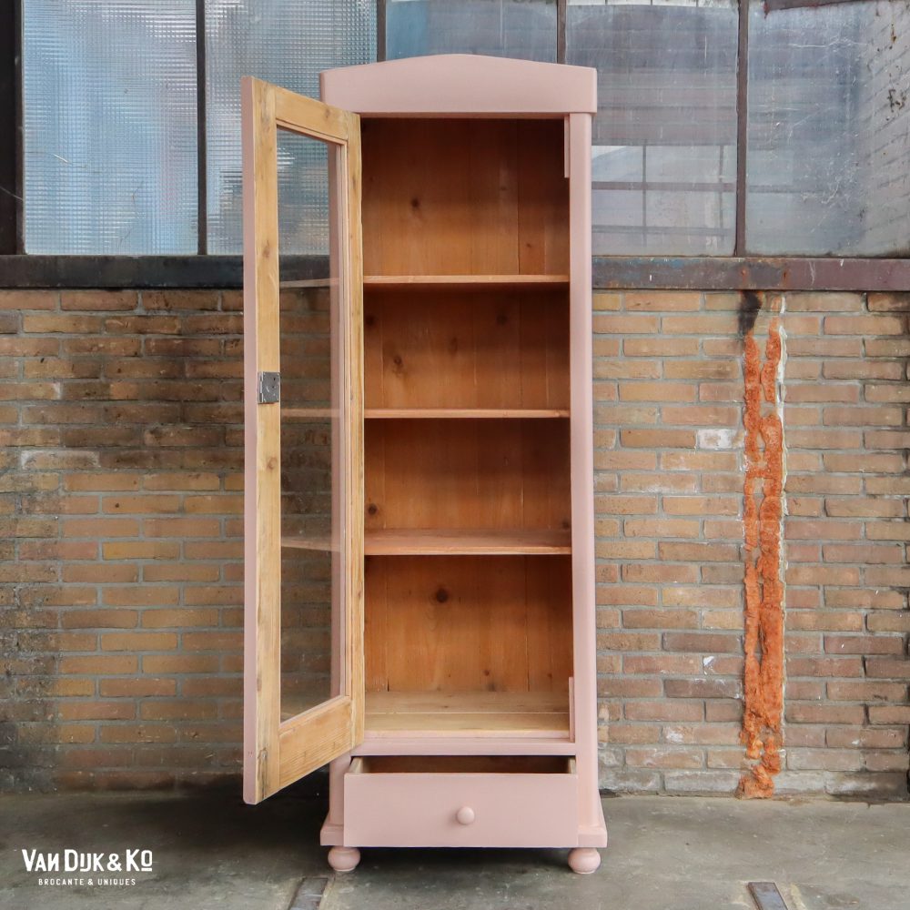 Roze eendeurs vitrinekast - Afbeelding 3