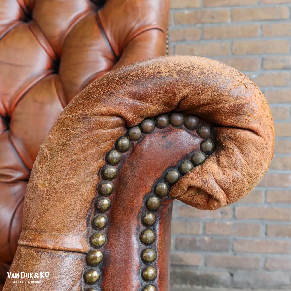 Antieke leren fauteuil - Afbeelding 10