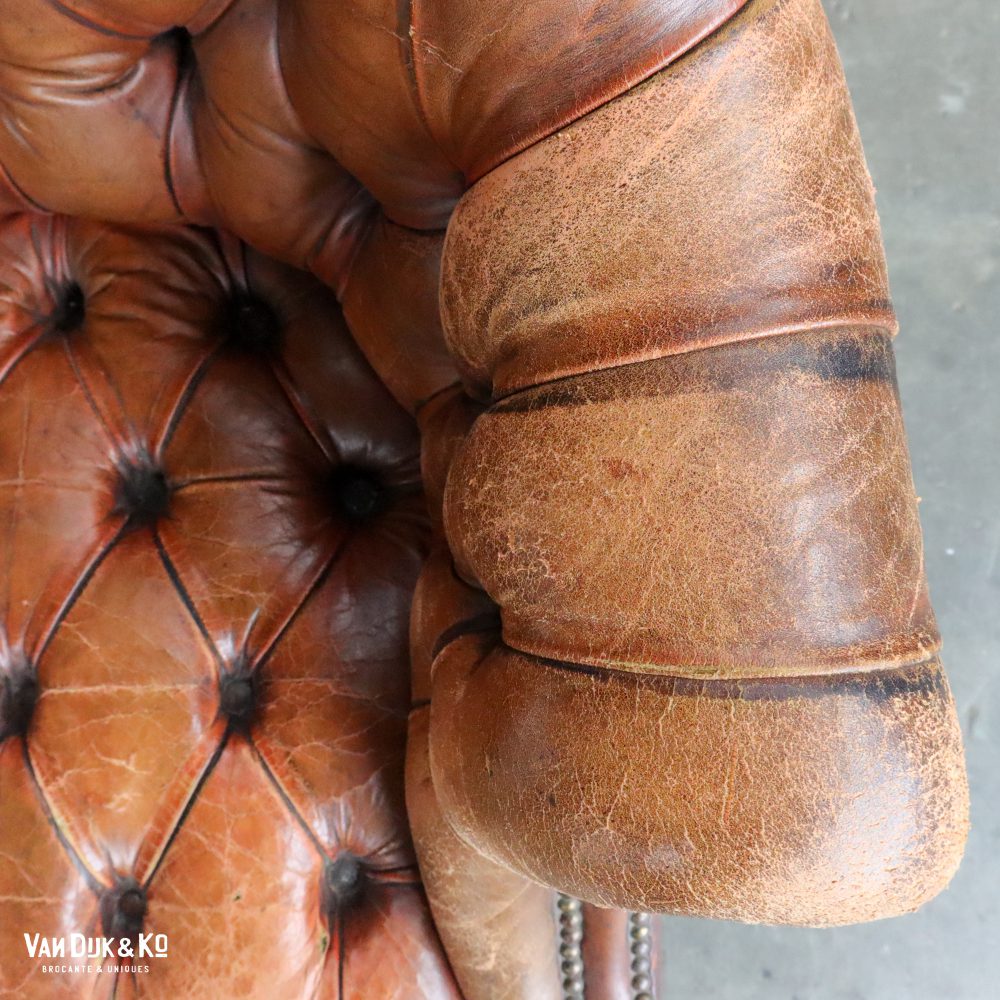 Antieke leren fauteuil - Afbeelding 8