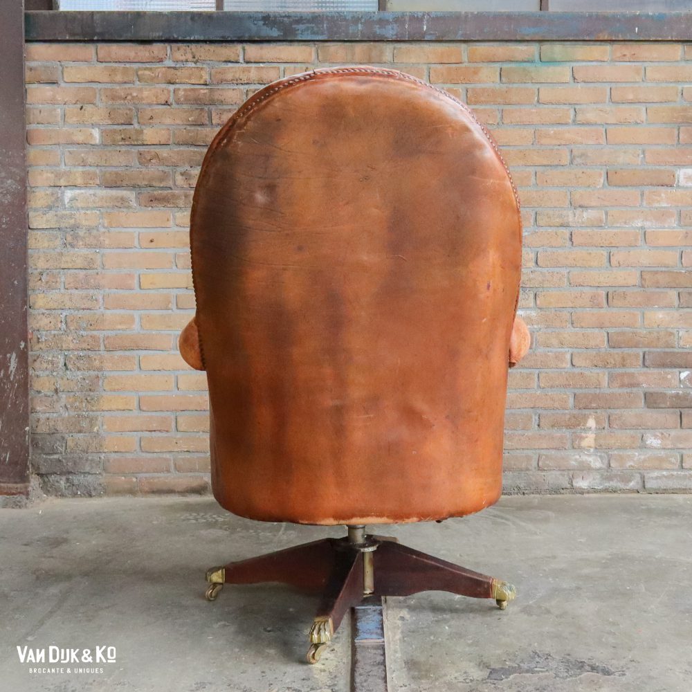 Antieke leren fauteuil - Afbeelding 5