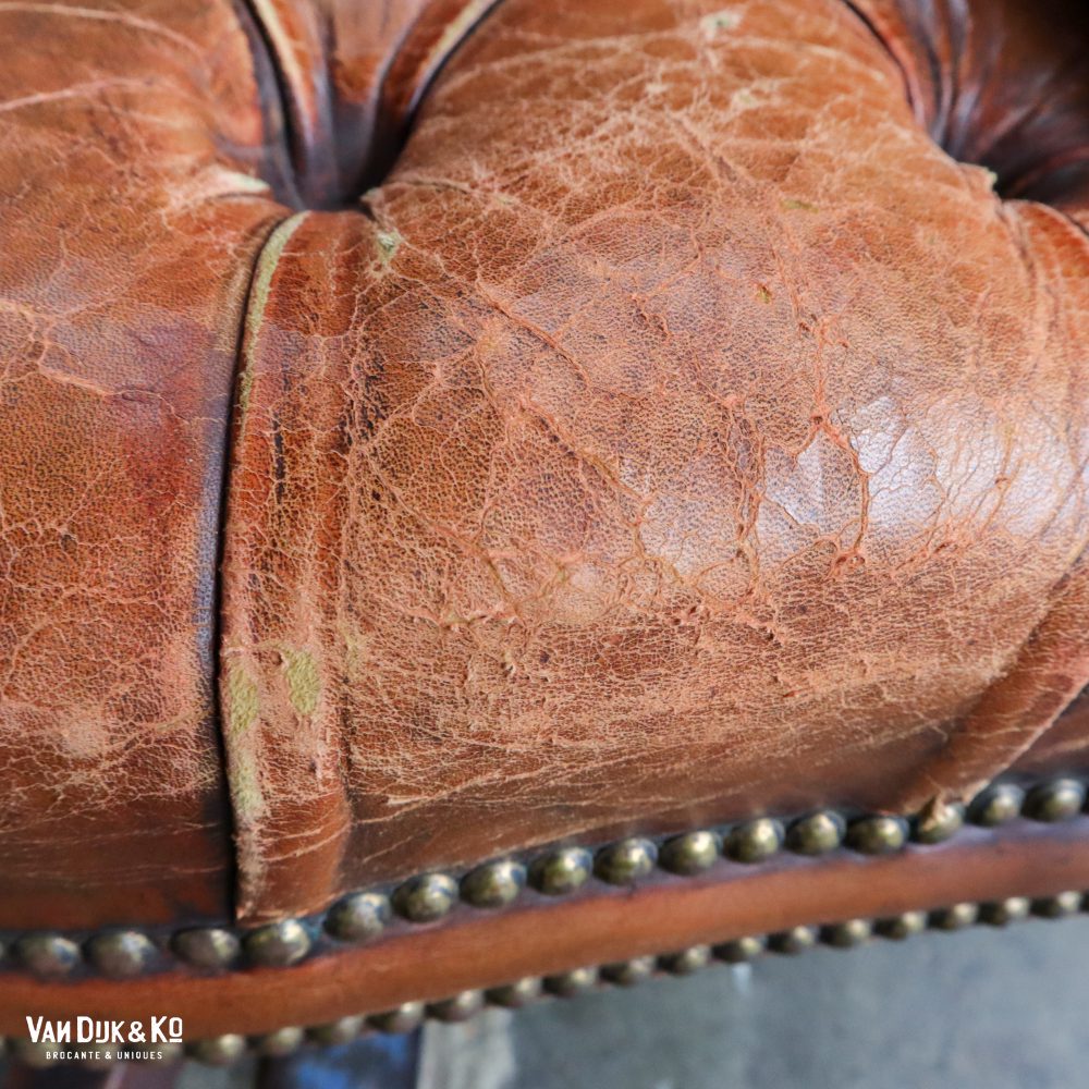 Antieke leren fauteuil - Afbeelding 11
