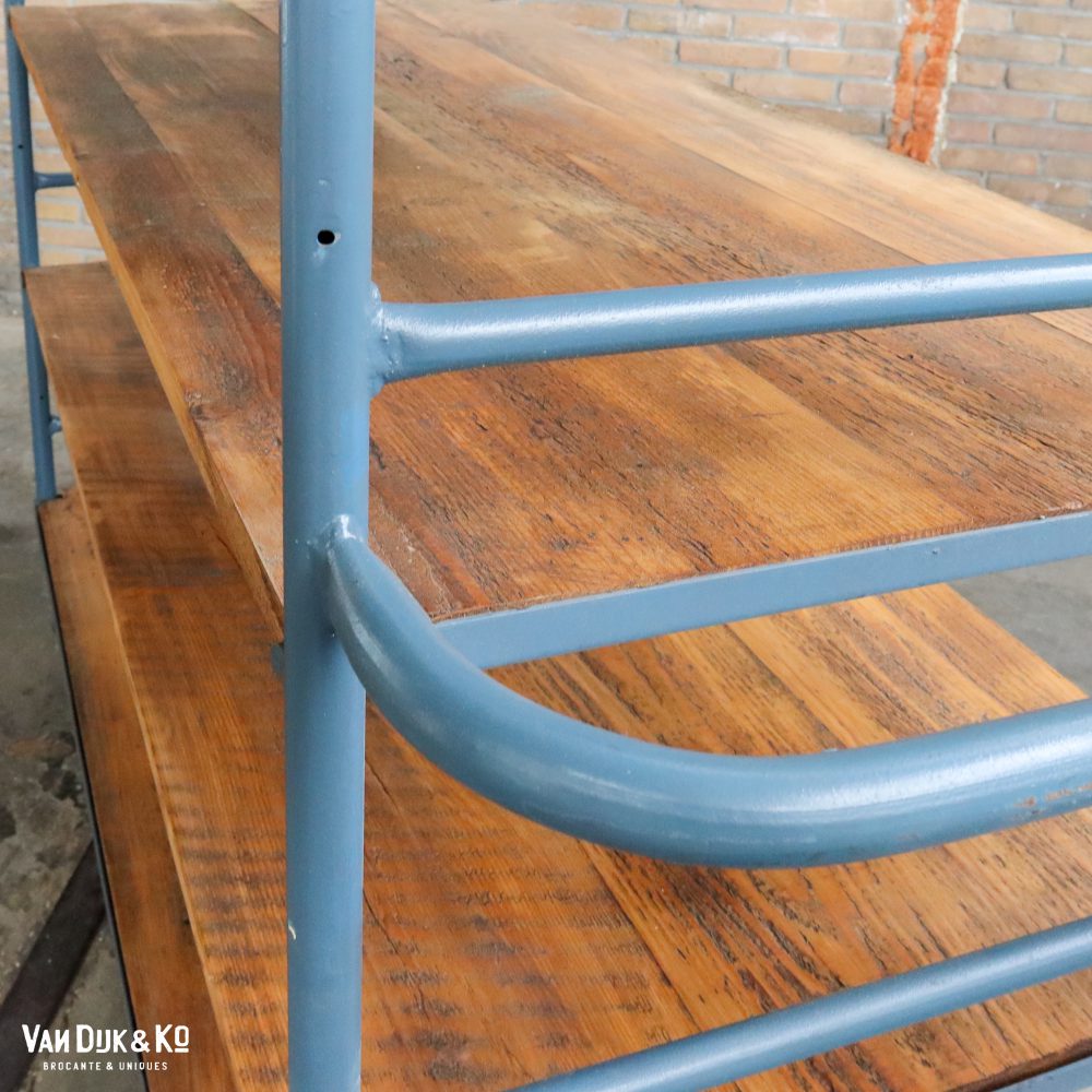 Blauw industrieel rek/trolley - Afbeelding 4