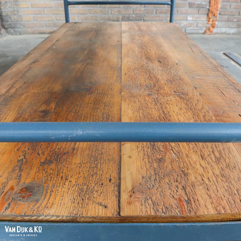 Blauw industrieel rek/trolley - Afbeelding 5