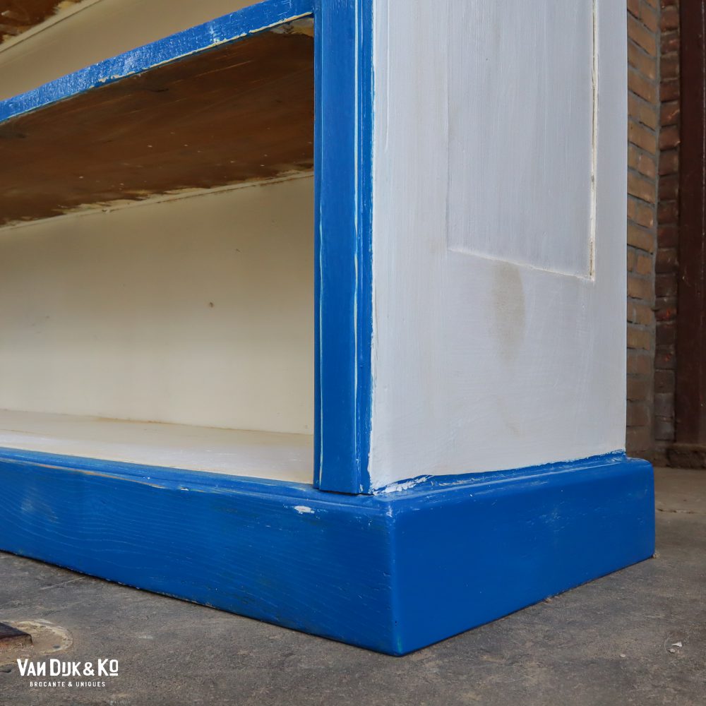Brocante wit-blauwe winkelkast - Afbeelding 7