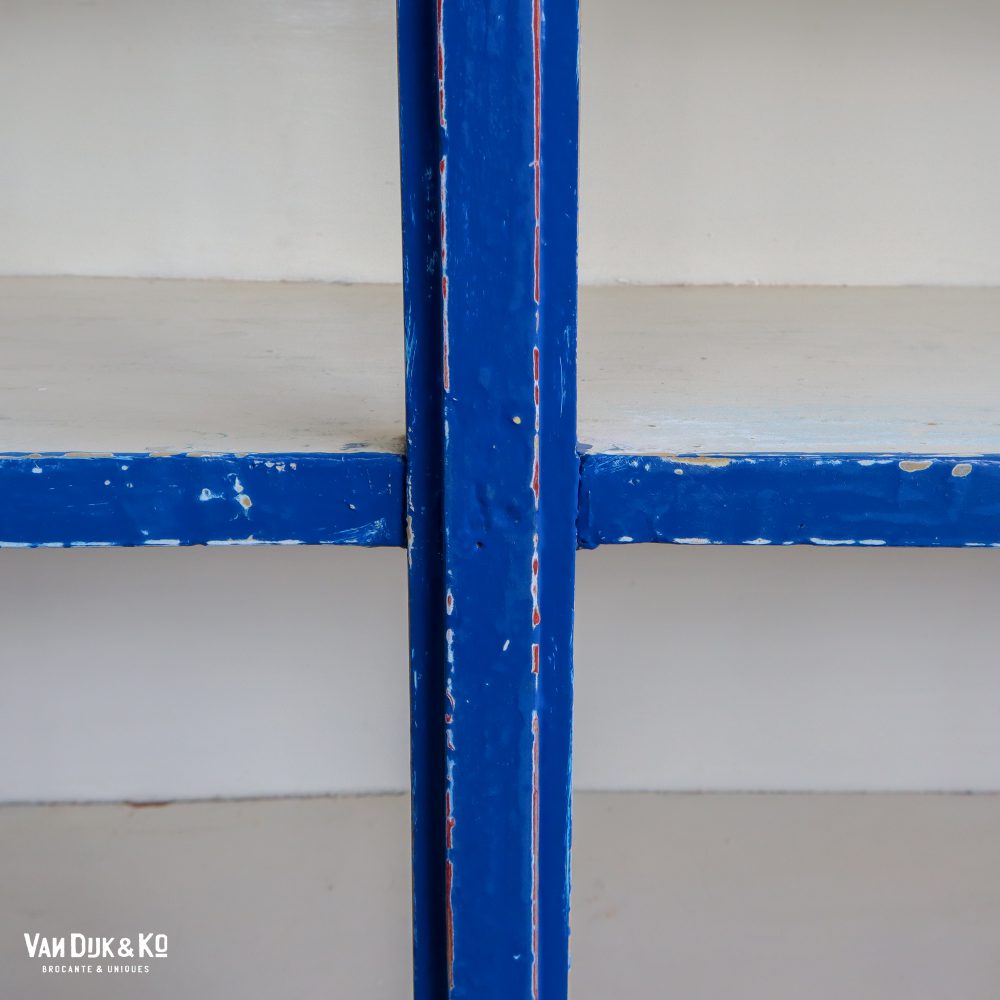 Brocante wit-blauwe winkelkast - Afbeelding 5