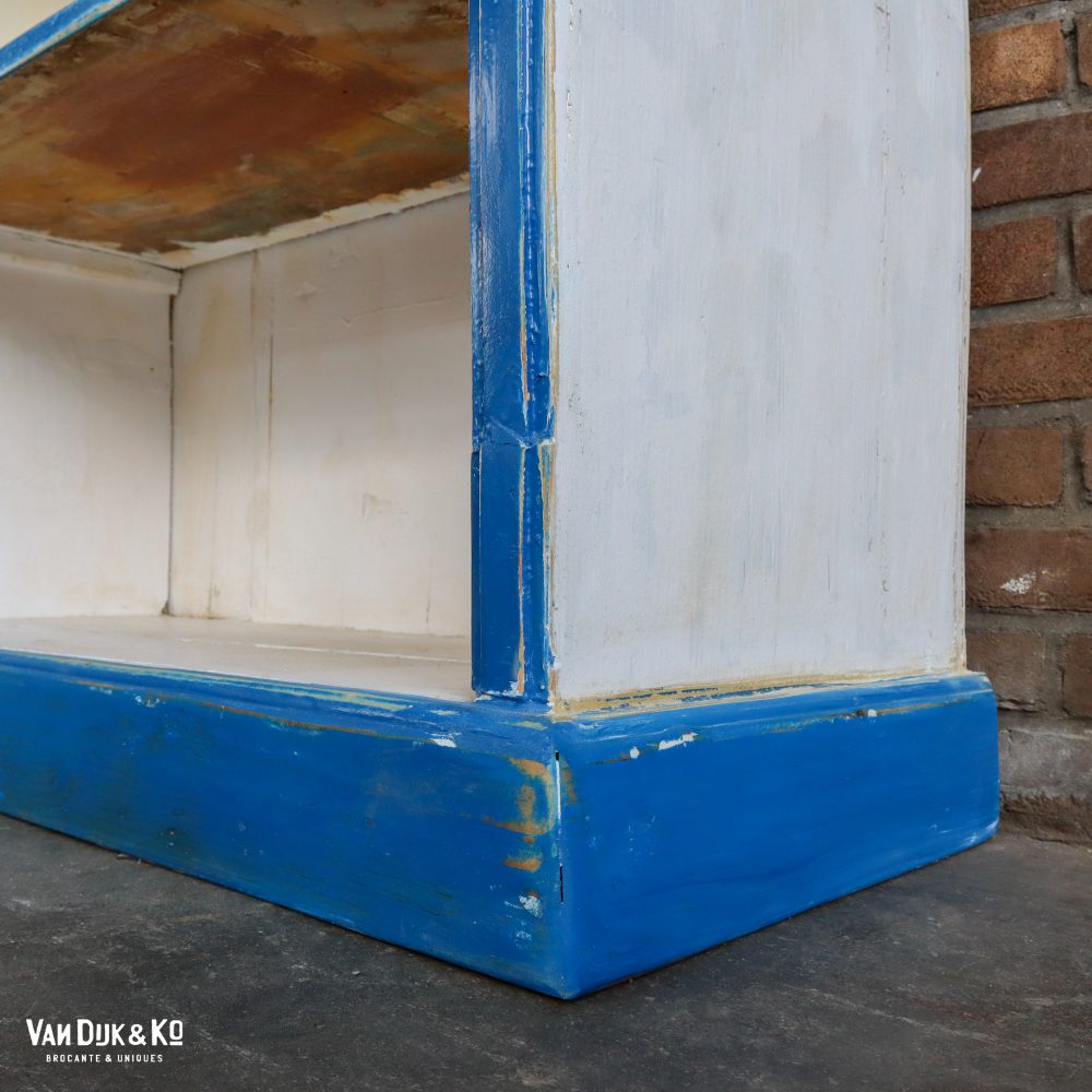 Brocante wit-blauwe winkelkast - Afbeelding 8