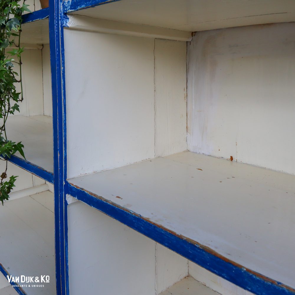 Brocante wit-blauwe winkelkast - Afbeelding 5