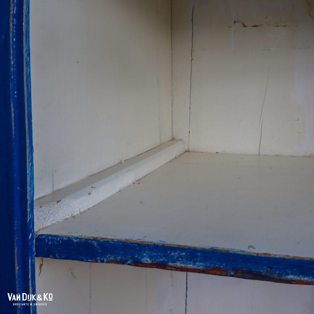 Brocante wit-blauwe winkelkast - Afbeelding 6