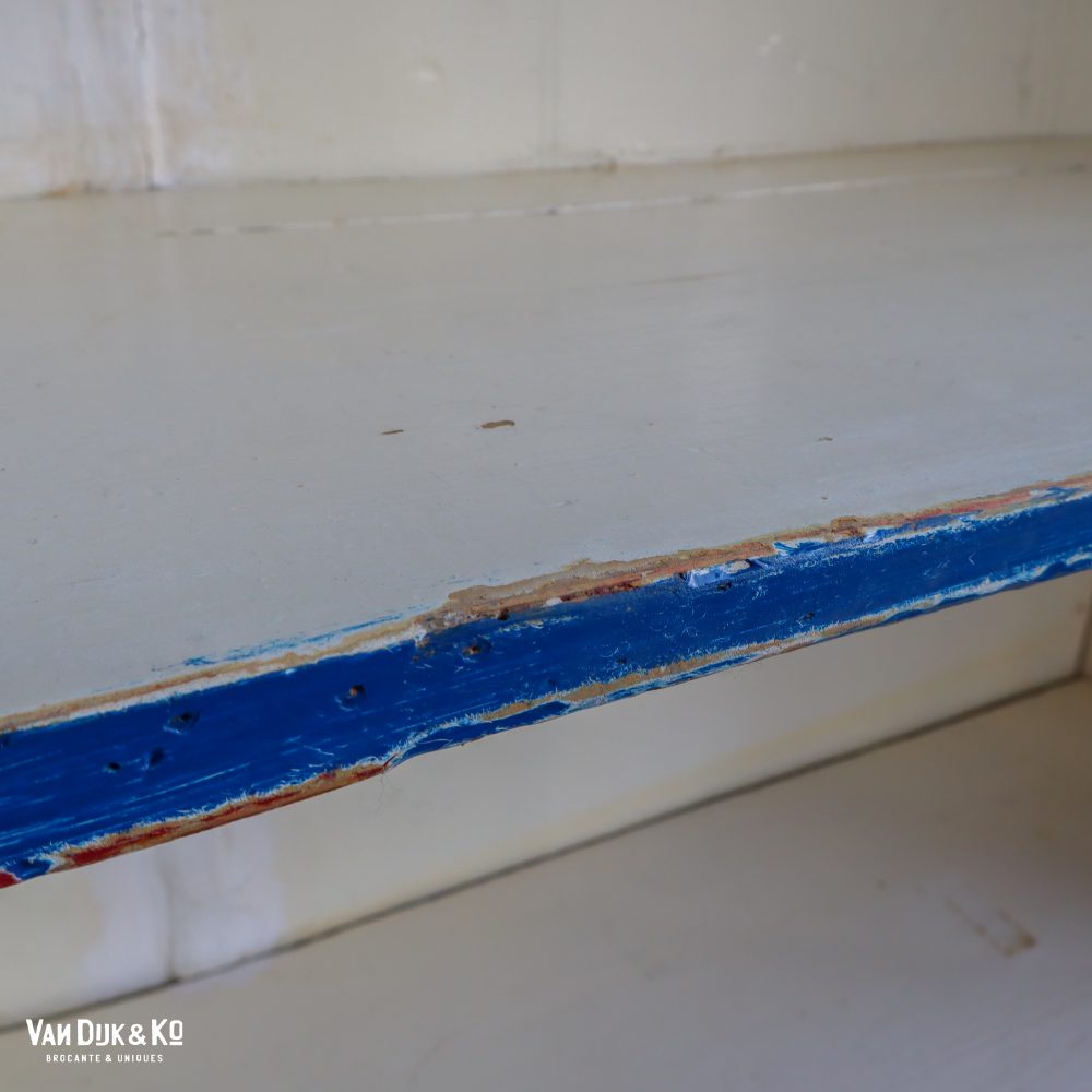 Brocante wit-blauwe winkelkast - Afbeelding 7