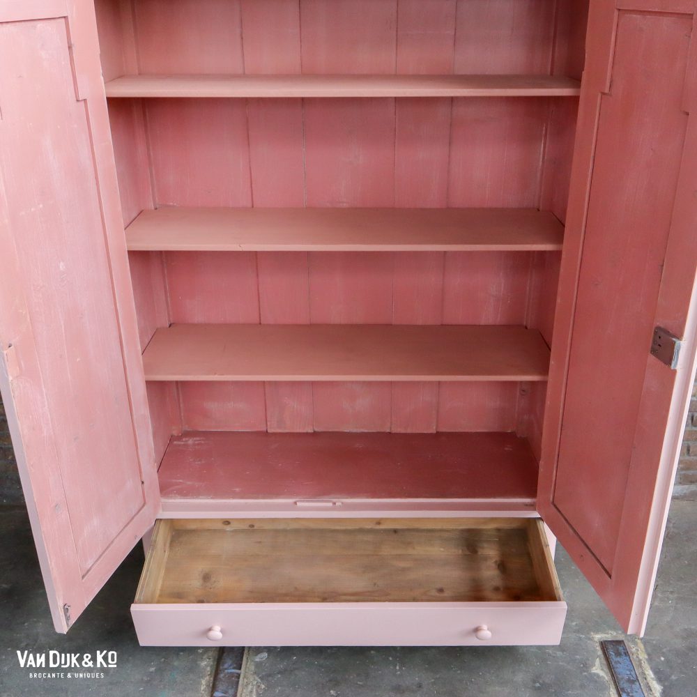 Brocante roze linnenkast - Afbeelding 4