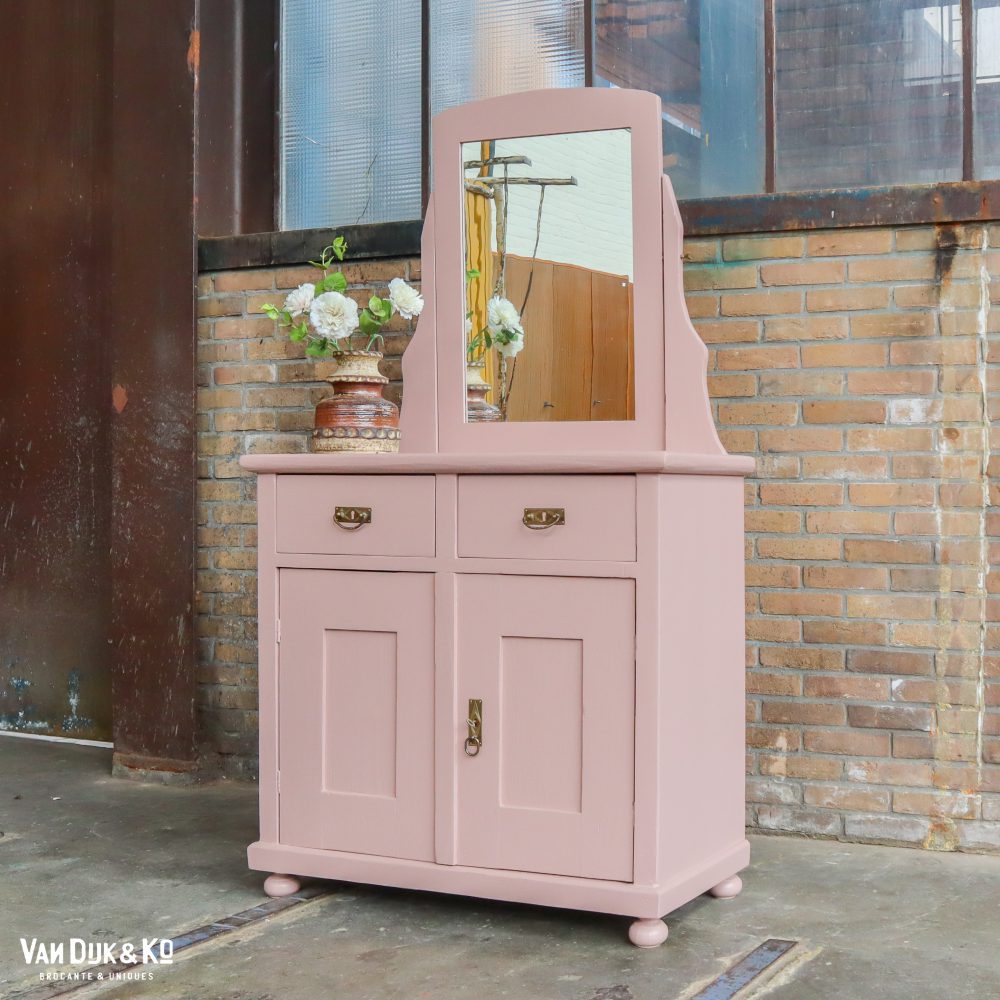 Brocante onderkast met spiegel - Afbeelding 2