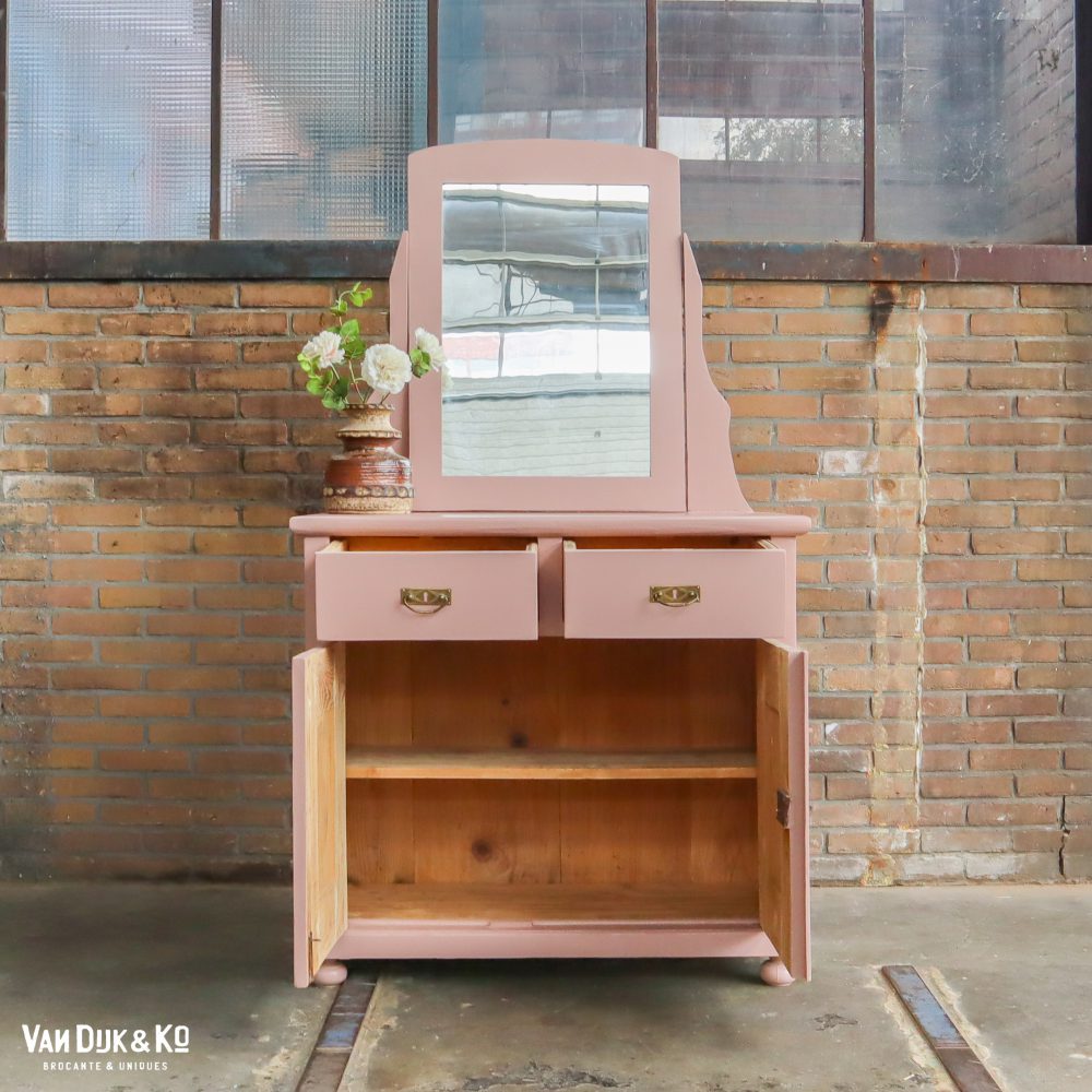 Brocante onderkast met spiegel - Afbeelding 3