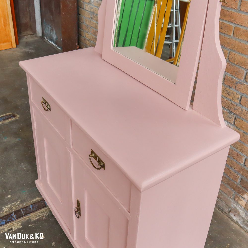 Brocante onderkast met spiegel - Afbeelding 4