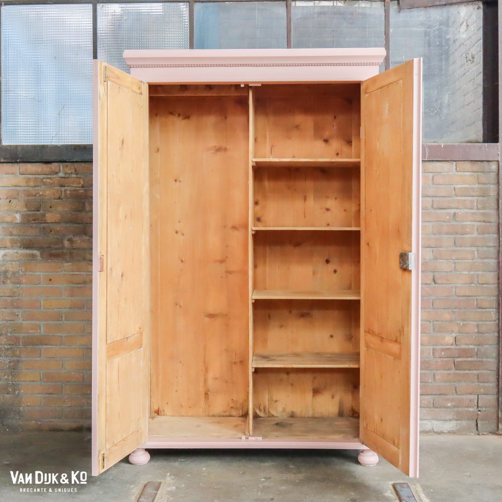 Brocante roze linnenkast - Afbeelding 3