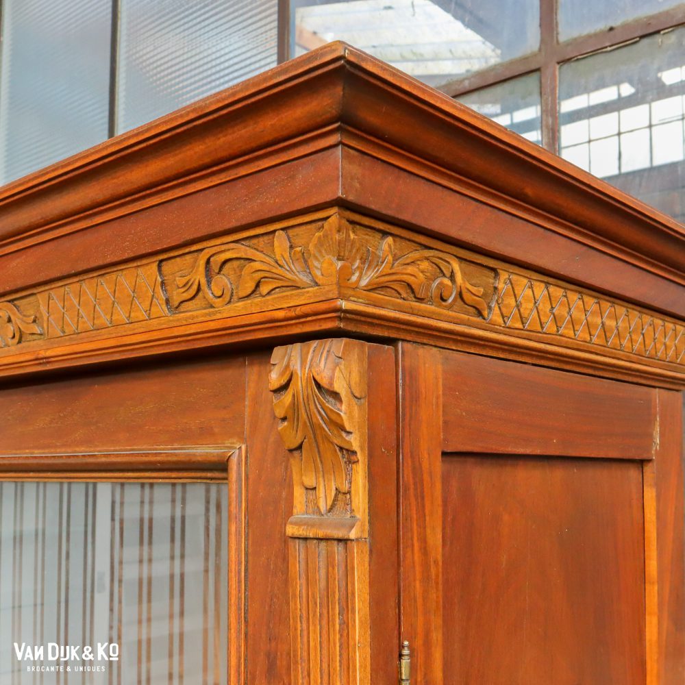Brocante bruine vitrinekast - Afbeelding 4