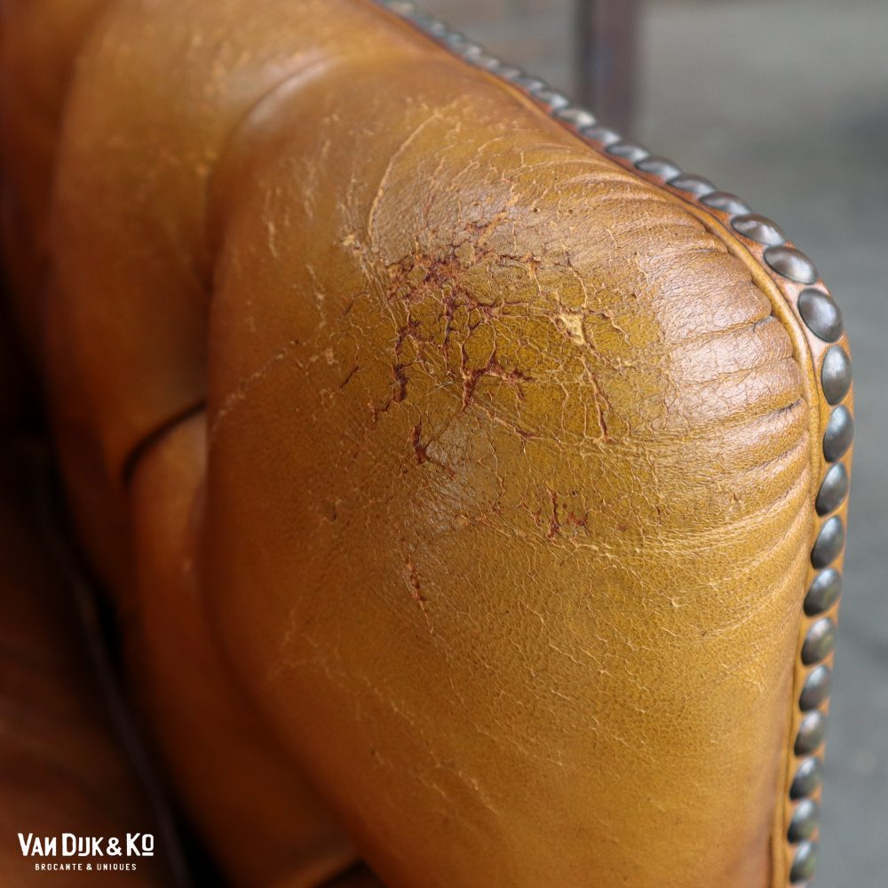 Antieke leren fauteuil - Afbeelding 11