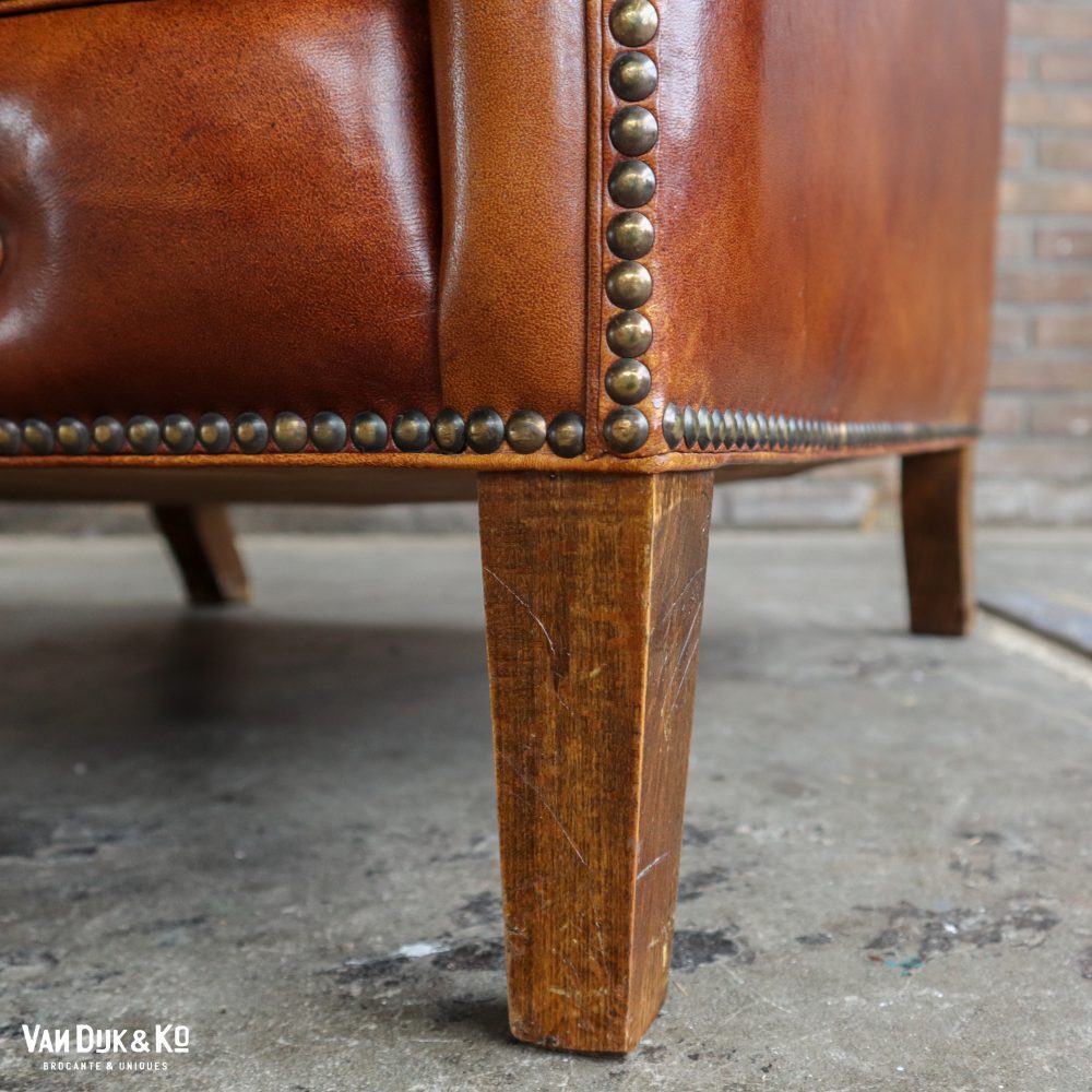 Antieke leren fauteuil - Afbeelding 13