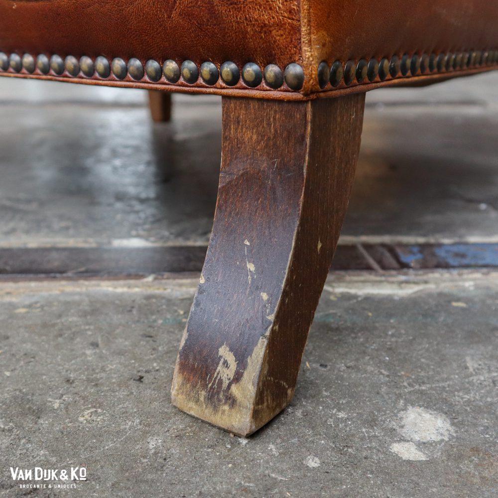Antieke leren fauteuil - Afbeelding 12