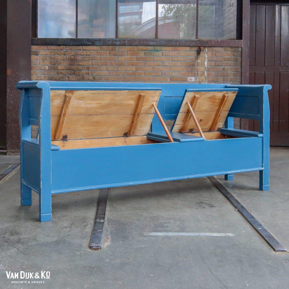 Blauwe houten klepbank - Afbeelding 3