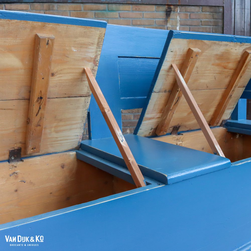 Blauwe houten klepbank - Afbeelding 4