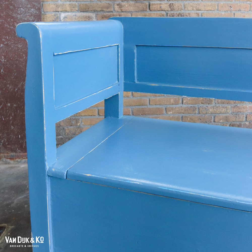 Blauwe houten klepbank - Afbeelding 7